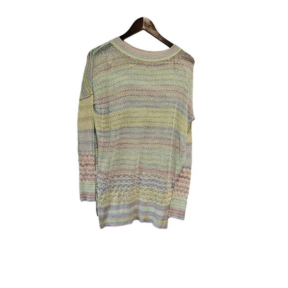 FREE PEOPLE Sweater Crochet Lightweight Pastel Oversized XS Split Side - Picture 4 of 6